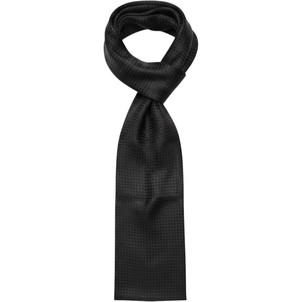 Echo Scarf Fringed OS Black Formal Winter Accessory Neckwear Silk